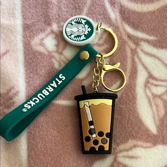 Starbucks Boba Tea Keychain with Logo Charm & Green Strap - Picture 1 of 1